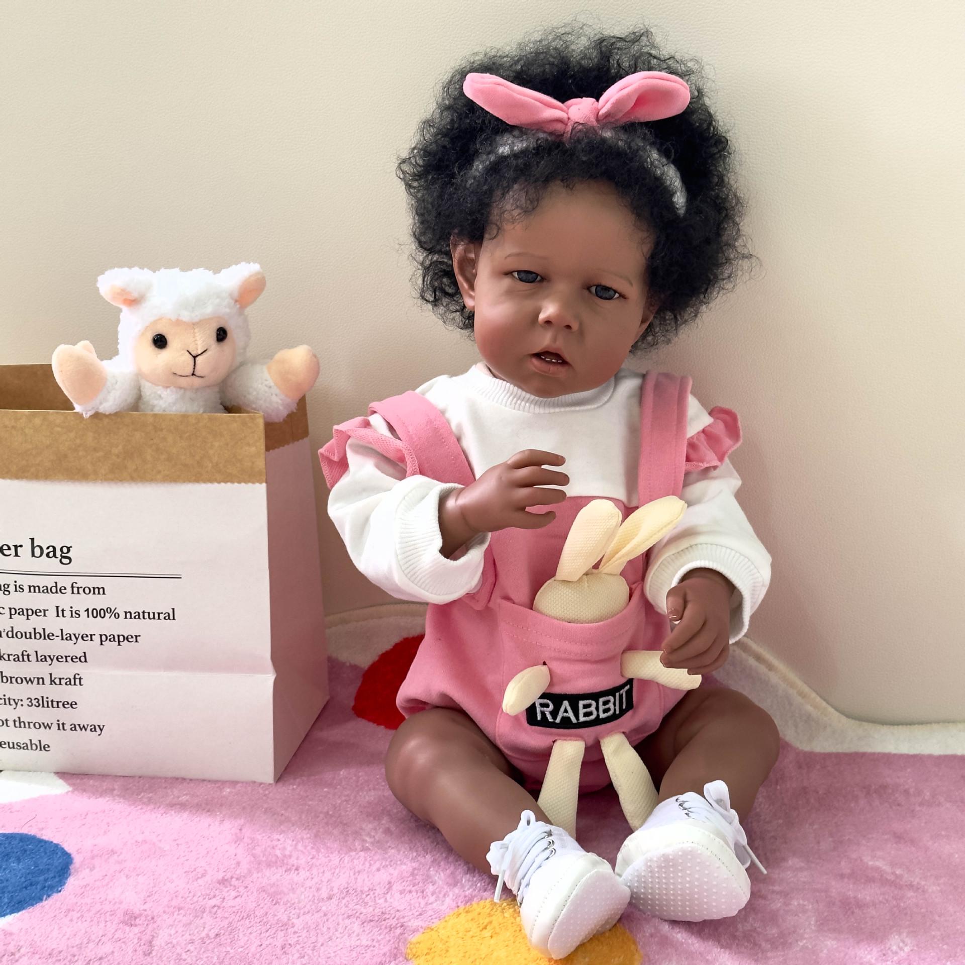 NPK 50cm Cloth Body Liam Dark Skin Reborn Doll 50cm