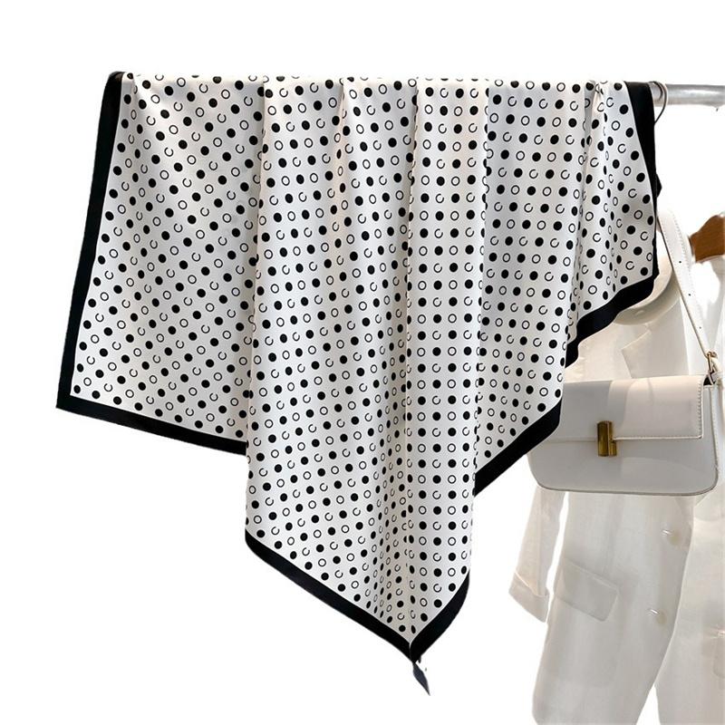 Luxury Korean Fashion Polka Dot Print Silk Scarf 90cm Twill Scarves Letter Circle Large Square Scarf New Shawl Headscarf