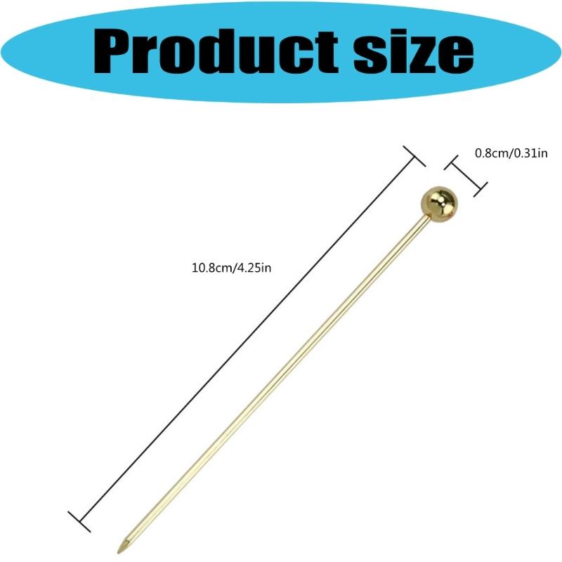 20Pcs Elegant Gold Cocktail Skewers Perfect For Fruits Dessert And Appetizers Stainless Steel Picks