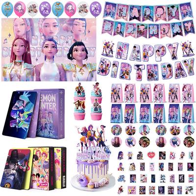 K-pop DDemon H-Hunter Birthday Party Decoration Cartoon Anime Hunter Figures Balloons Cake Topper Banner Background Po Props