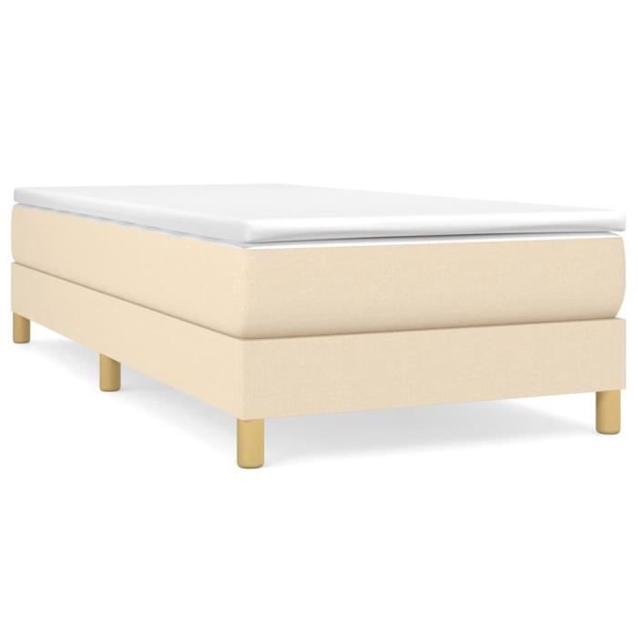 3144132 vidaXL Lit à sommier tapissier avec matelas Crème 80x200 cm Tissu