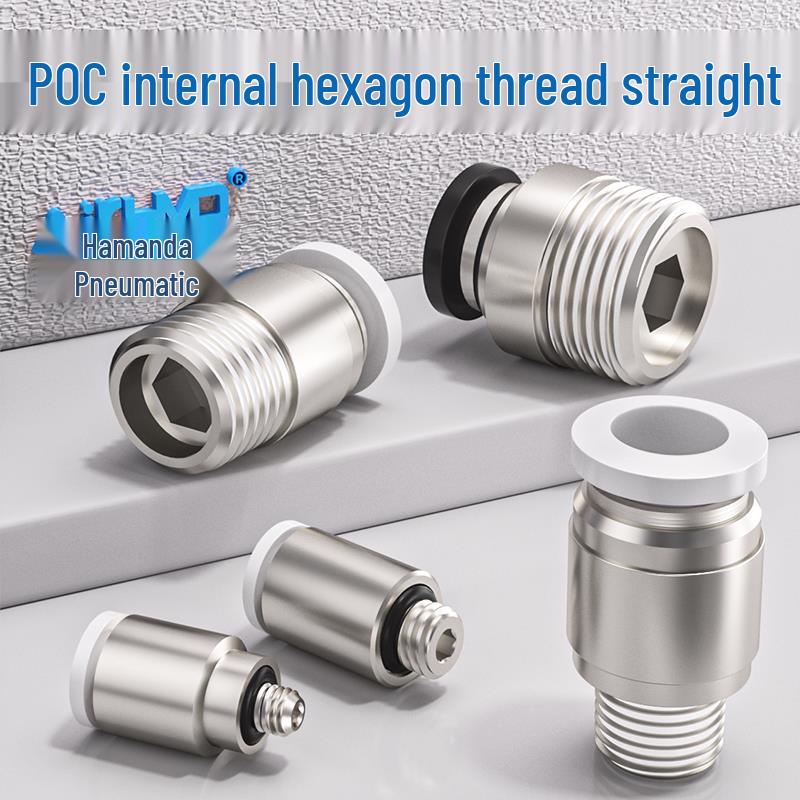 Micro Pneumatic Quick Connector with Internal Hex Thread: POC3/4/6/8-M3/M5/01/02