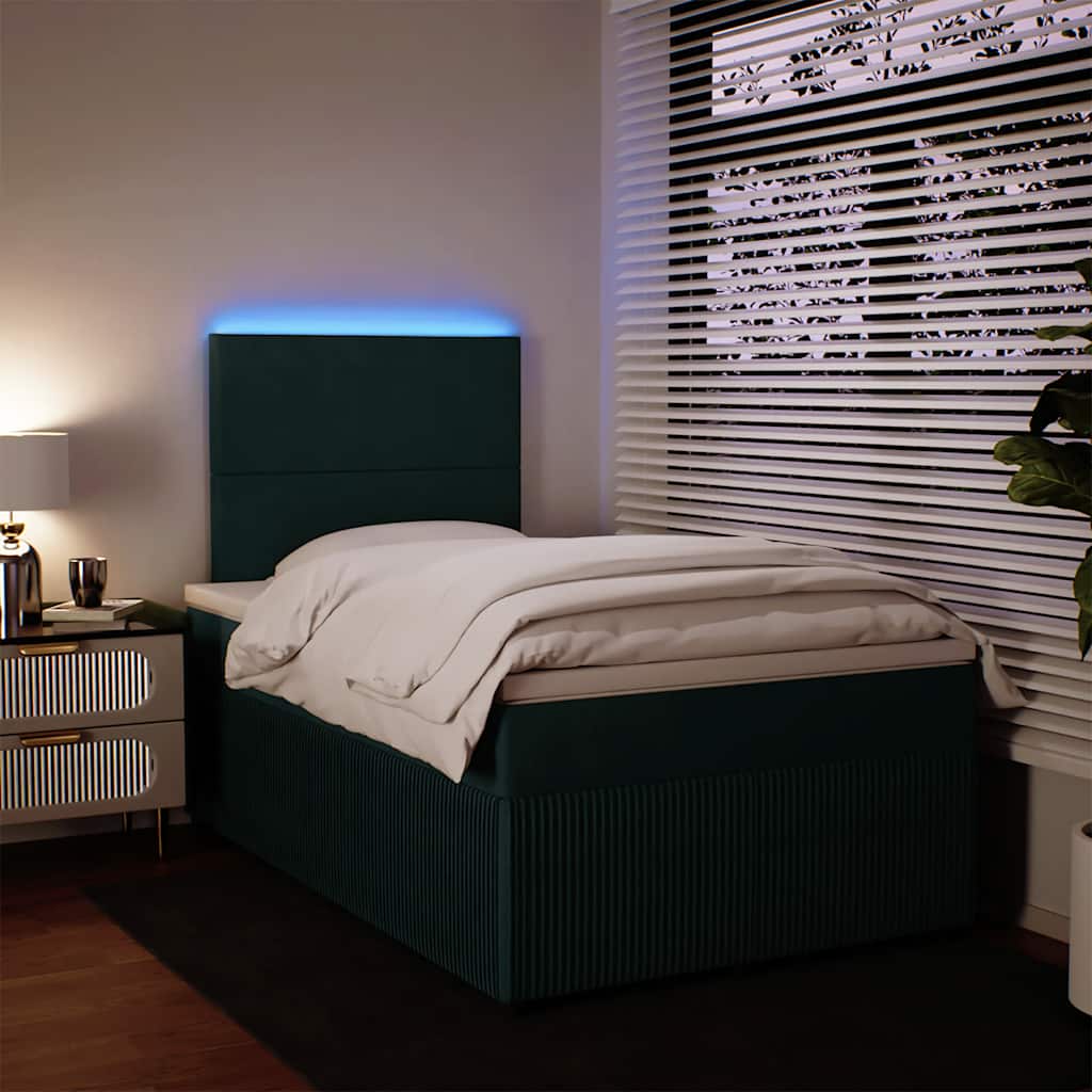 Box Spring Bed with Mattress Dark Green 120 x 200 cm Velvet