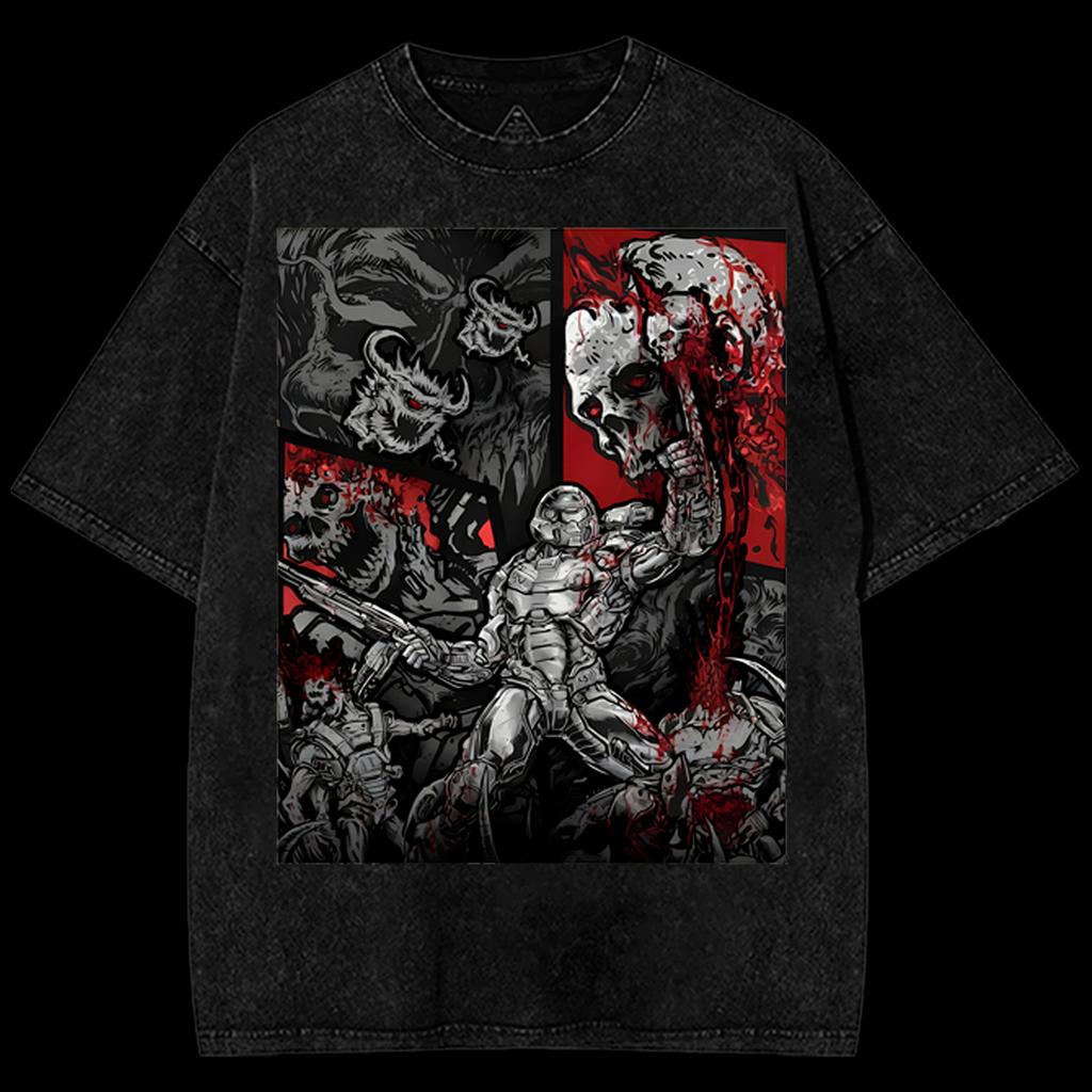 Szukałeś DOOM Vintage Spłowiony Luźny T-shirt Męski Damski Hip Hop Streetwear Y2k Harajuku Bawełniany Krótki Rękaw Wysoka Jakość Damska Męska Odzież