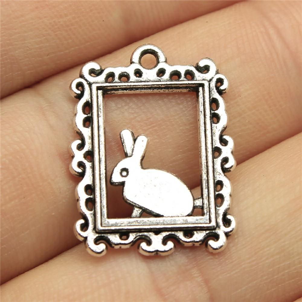 10pcs Clock Rabbit Charms For Jewelry Making Antique Bronze Silver Color Pendants Making DIY Handmade Tibetan Fit Jewelry