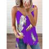 2023 Fashion Sleeveless  Leaf Print Blouse For Woman V Neck Zipper Loose Shirts Elegant Casual Stylish Tops Summer Blusas 26506