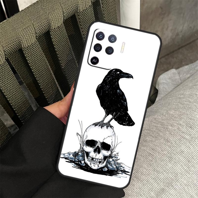 Crow Raven Dark Skull Case For Oppo A58 A18 A38 A78 A98 A17 A77 A80 A40 A60 A16 A76 A96 A74 A94 A54 A15 A57S Cover
