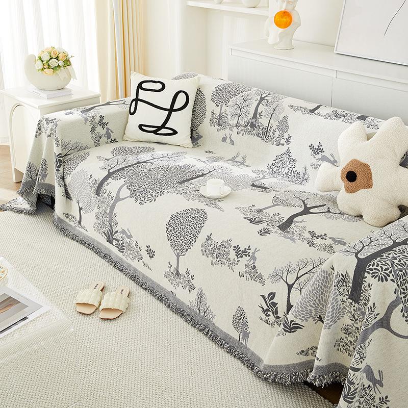 Double-Sided Sofa Cover Cloth High-Grade Four Seasons Universal All-Inclusive Dustproof Covered Chenille Anti-Scratching Cover Towel Blanket