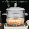 Glass Pots for Cooking On Stove, 1.5L/50oz Glass Cooking Pot with Lid, Heat-Resistant Simmer Pot for Stove Potpourri, Saucepan Pot FIts for Cooking,