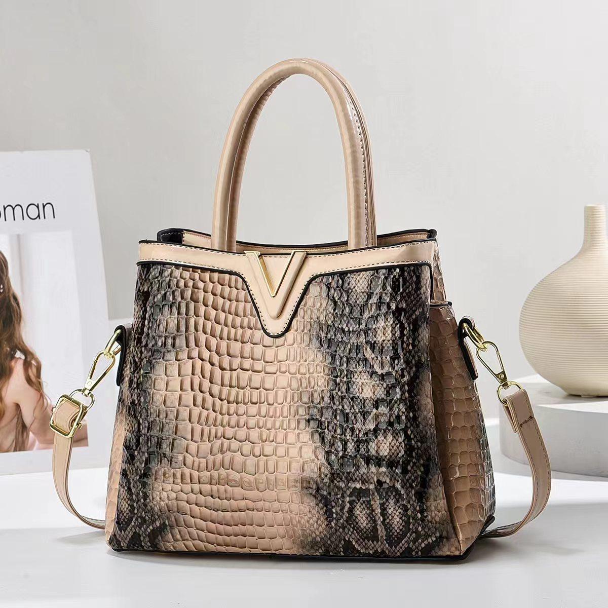 

Женская сумка большой емкости из крокодиловой кожи, женская сумка через плечо, повседневная женская сумка для путешествий и покупок, женская сумка-тоут