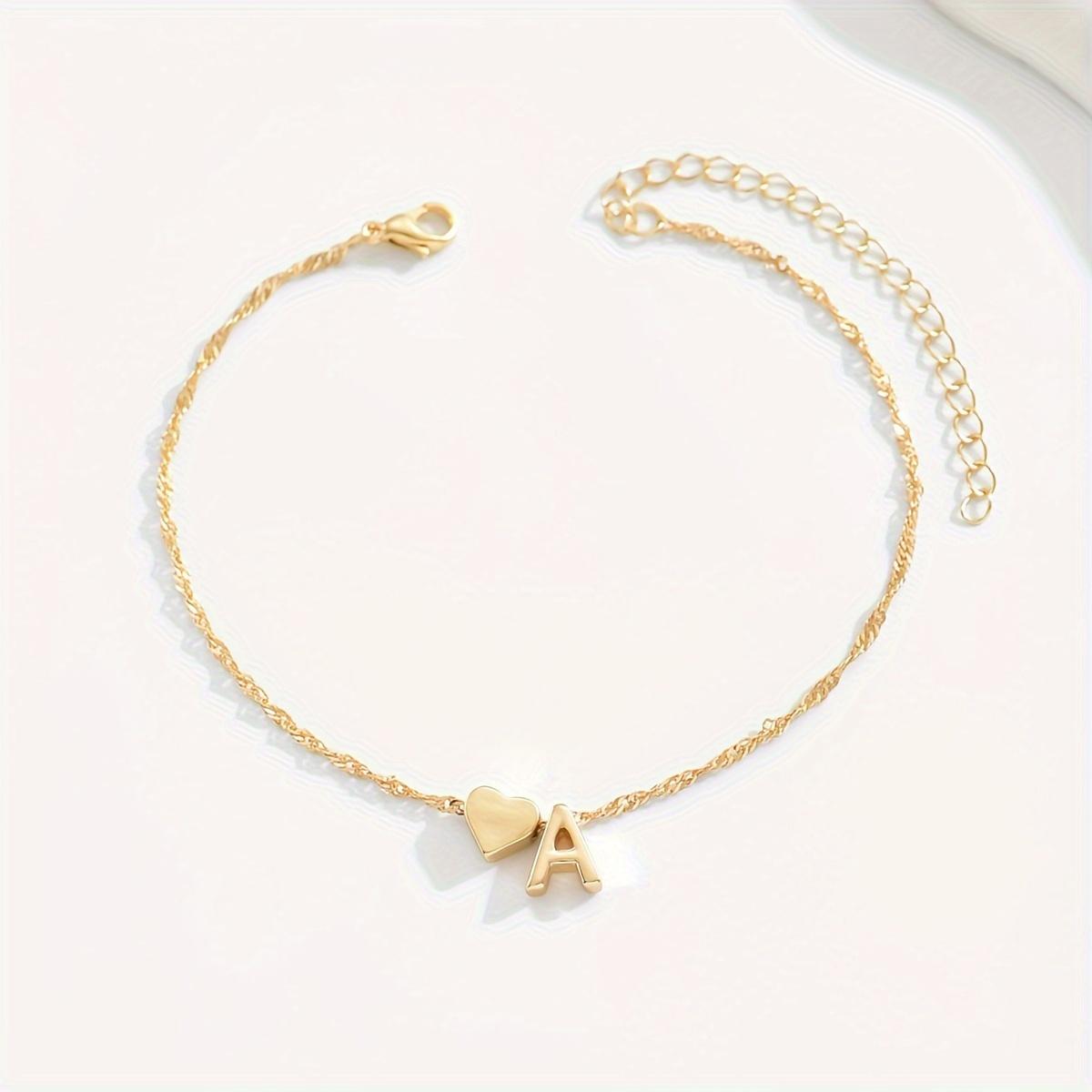 

1 шт. Европейский и американский модный тренд Дизайн Простая классическая цепочка на щиколотку с надписью Любовное письмо А золотистый