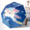 1pc Unicorn and Little twin stars Cartoon Umbrella, Portable 3-Fold Compact Umbrella, Suitable for Camping, Hiking and Travel, Ideal Easter Birthday G