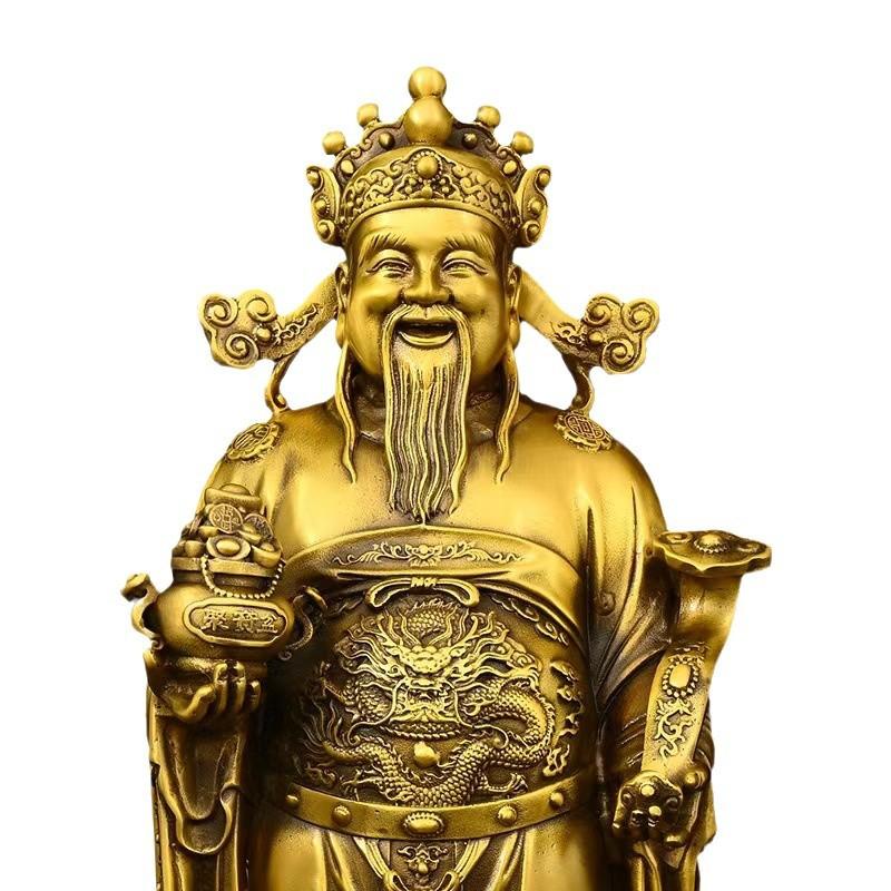 Brass Standing Of Ornament, Wealth God Statue For Home, Company, Factory, Lobby, Traditional Auspicious Craft Display