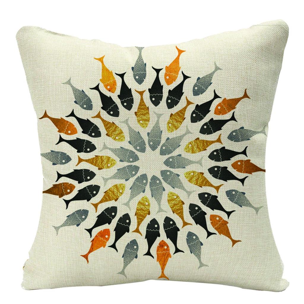 Modern Simple Orange Geometric Abstract Linen Pillow Cover Home Cushion Cushion