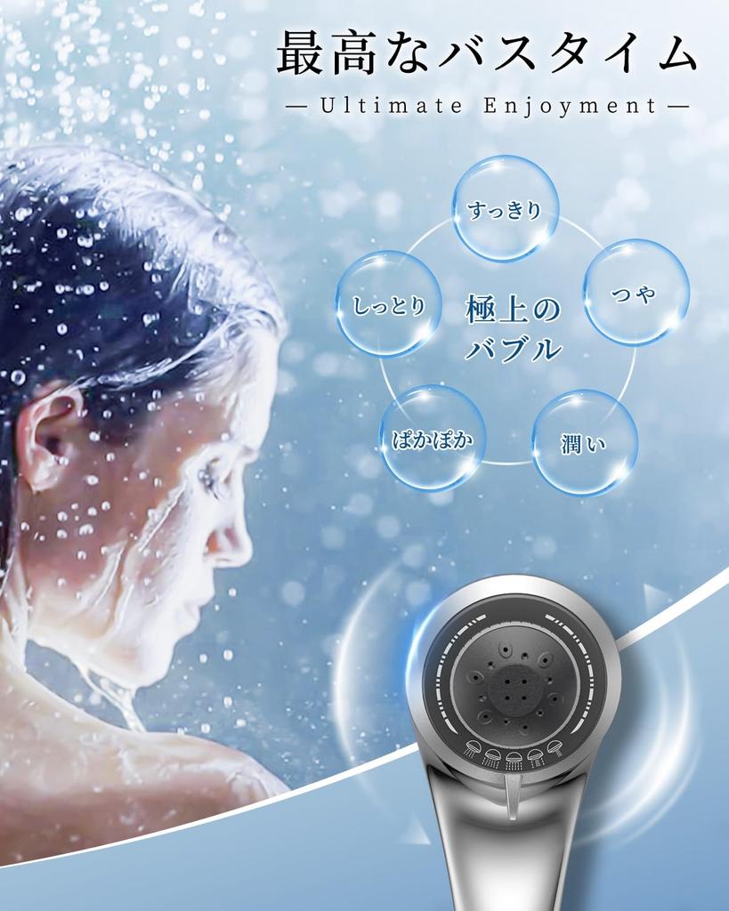 RUNCTY Shower Head Micro Nano Bubble Mist 5 Stage Mode Water Saving High Water Pressure High Cleaning Power Ultra Fine Water Stream Skin Care Leak