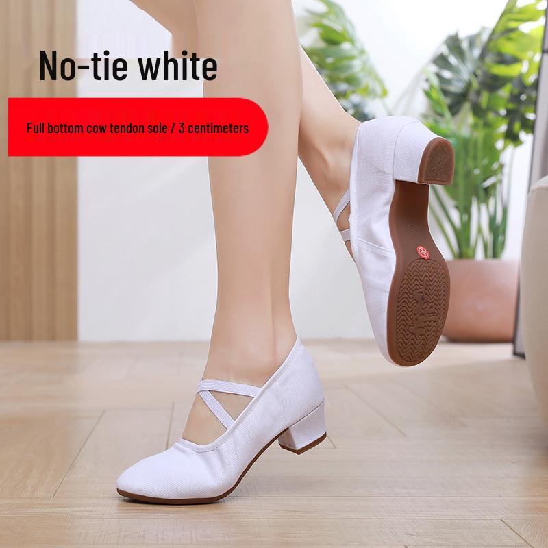 Women's Lace-Free Ballet Heeled Dance Shoes with Soft Sole for Yoga and Classical Dance