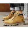 Oryginalna Skóra Żółte Retro Męskie Buty Martin na Grubej Podeszwie - 2025 Wysokie Buty Robocze
