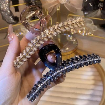 Elegant Rhinestone Acrylic Hair Claw Clip - Women's High-End Temperament Accessory