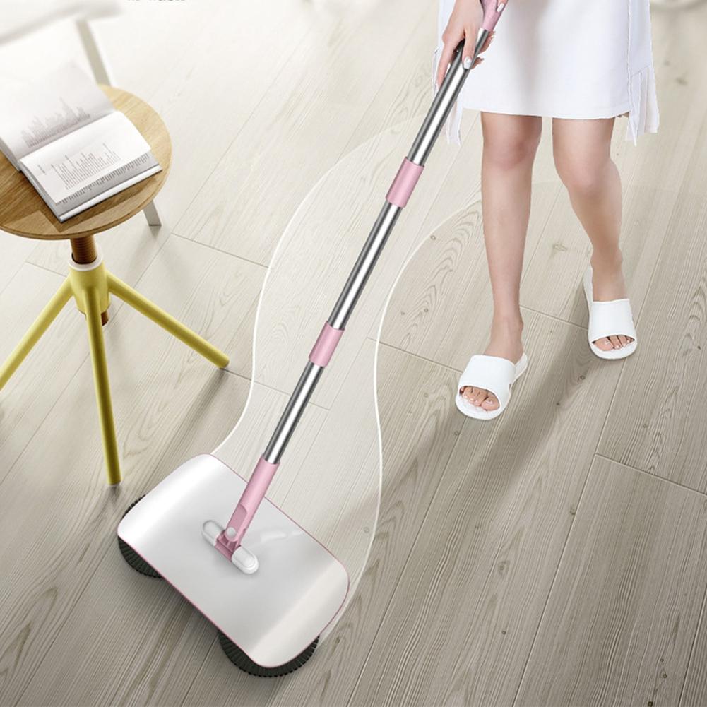 Household Hand Push Sweeper Sweeping Machine Mop Broom Dustpan Floor Cleaning ToolsPink