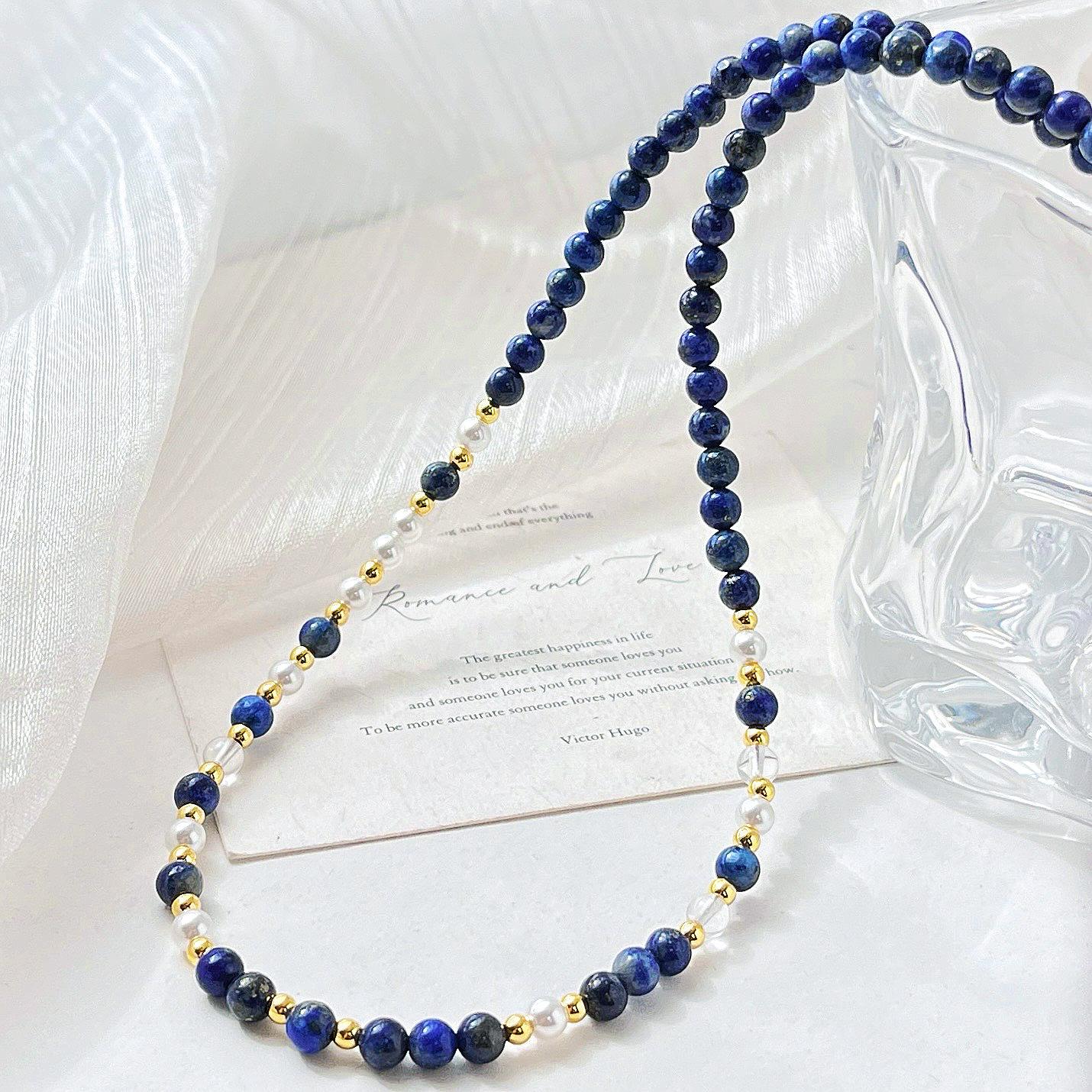 

Autumn and Winter Retro Style High-quality Natural Lapis Lazuli Clavicle Chain Necklace for Women