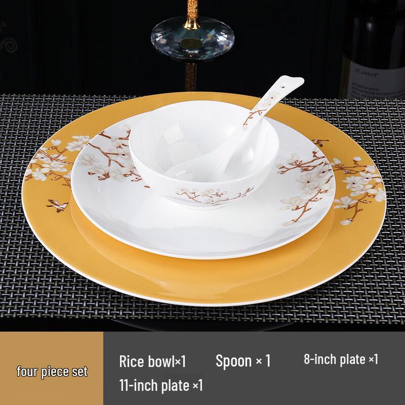 

Elegant Bone China Tableware Set with Orchid Design