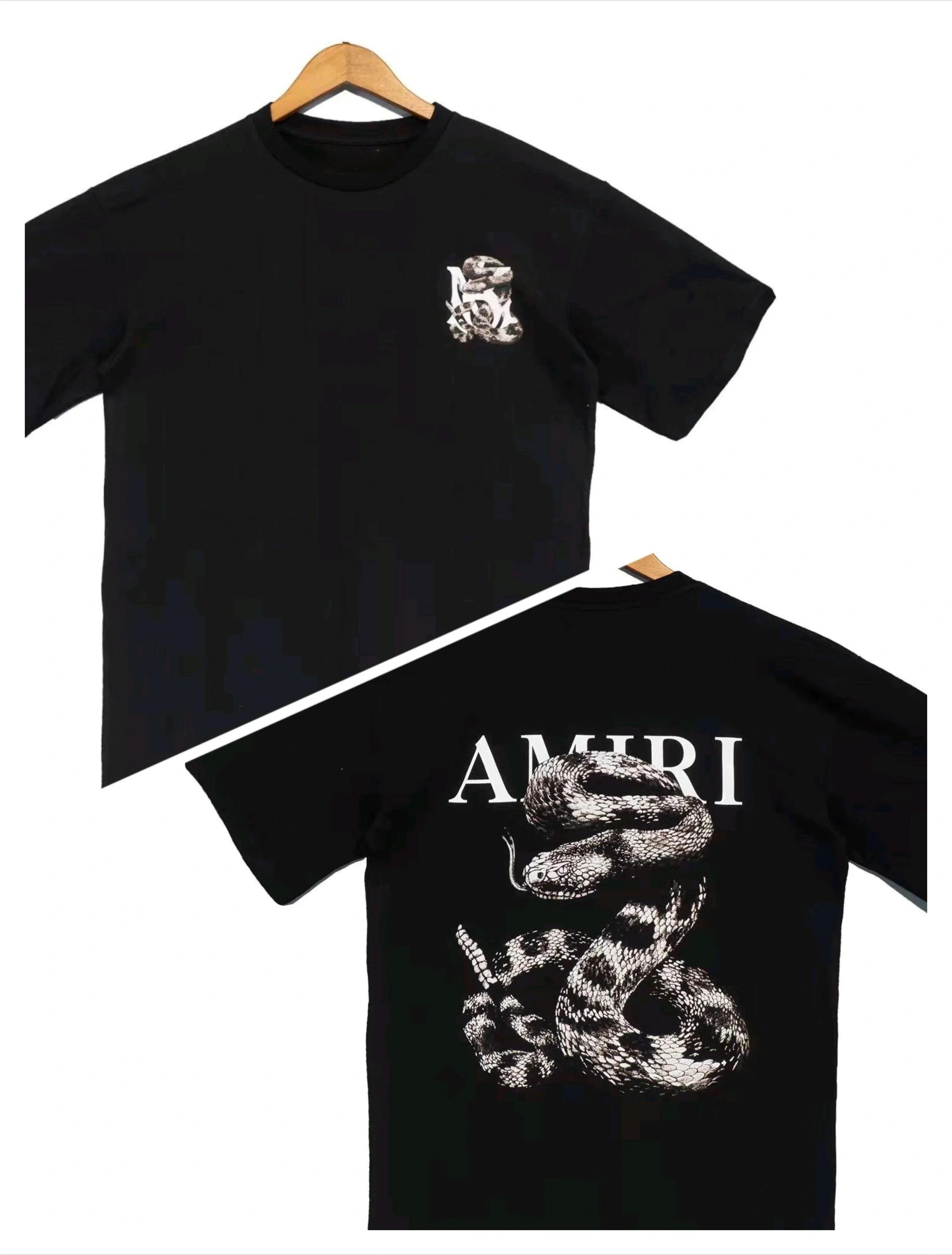 

Spring and Summer Light Luxury Fashionable Loose Snake Men and Women Printed Short Sleeved Fashionable Casual Versatile T-shirt#Color(1) XXXXXL чёрный