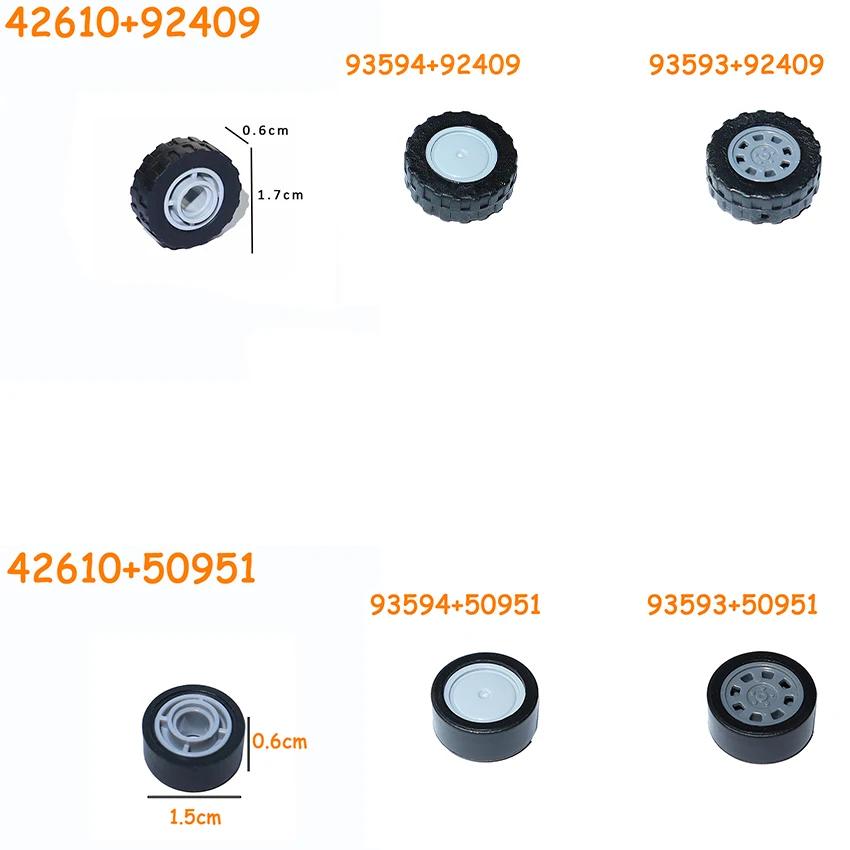 93593 93594 42610 50951 92409 Technical Tire Wheel Cross Hole Set Car Truck Wheels Hub Bricks MOC Motorcycle Building Blocks Toy