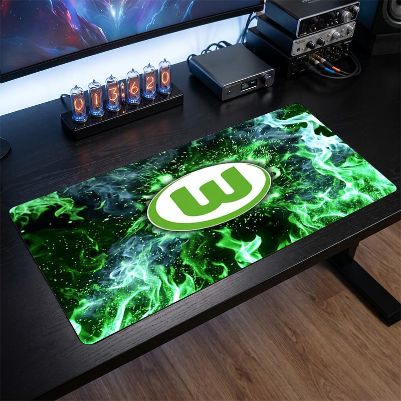 VfL Wolfsburg FC Theme Pattern Mouse Pad, Soccer Logo Design XXL Gaming Desk Mat Non-Slip Computer Mouse Pad