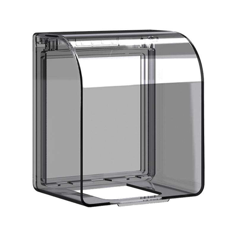 Type 86 Universal Waterproof Socket Box Transparent Black Splash Proof Outlet Cover Guard 1pc-10.5x11.8x7.5cm