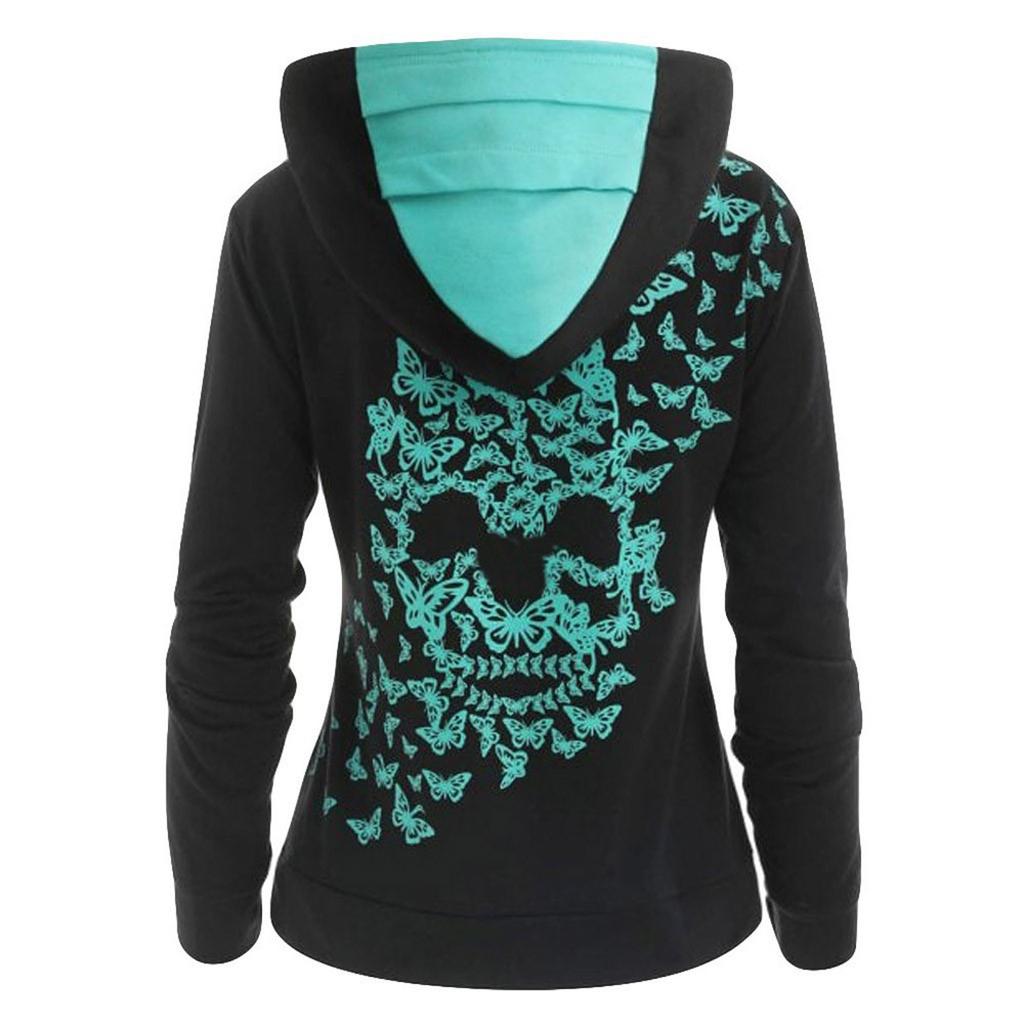 Womens Fashion Butterfl Print Hoodie Sweatshirt Tops Sweatshirt