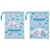 Skater Children's Lunch Bags, Set of 2, 15x20cm, Drawstring, Made In Japan, Sanrio Cinnamoroll and Mashu Gummy Designs, KB63W-A