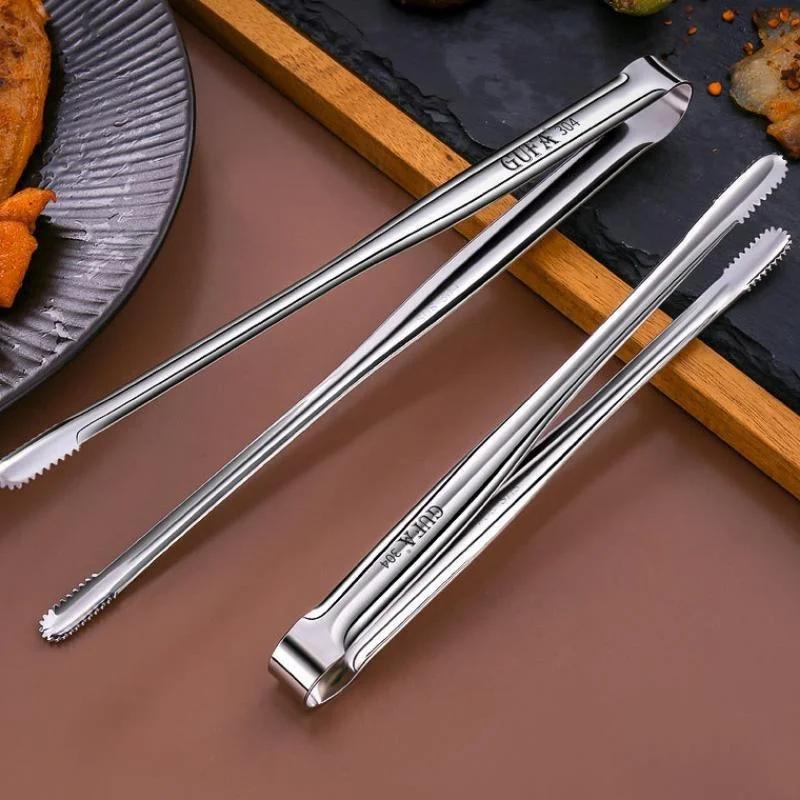 304 Stainless Steel Household Barbecue Clip BBQ Tools Japanese Bread Food Steak Extended Kitchen Gadget Outdoor Accessories