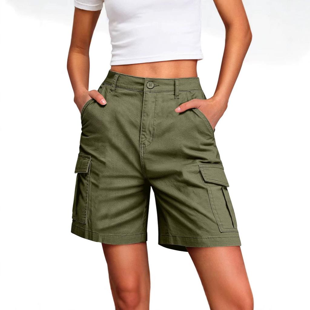 Women High Waist Cargo Shorts Casual Multi Pocket Loose Fit Lounge Shorts