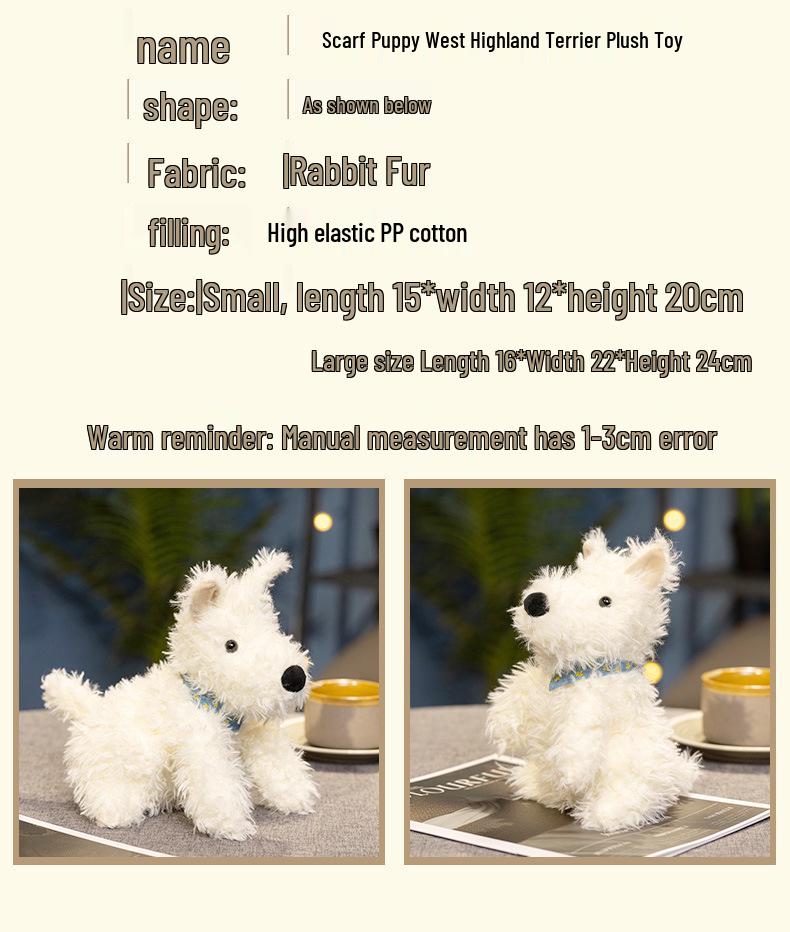 Cute West Highland Terrier Plush Toy - Soft Comfort Doll and Sleep Companion for Kids