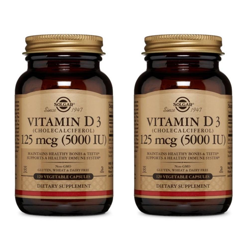 Solgar Vitamin D3 5000 IU Vegetable Capsules 120 Tablets 2 pcs