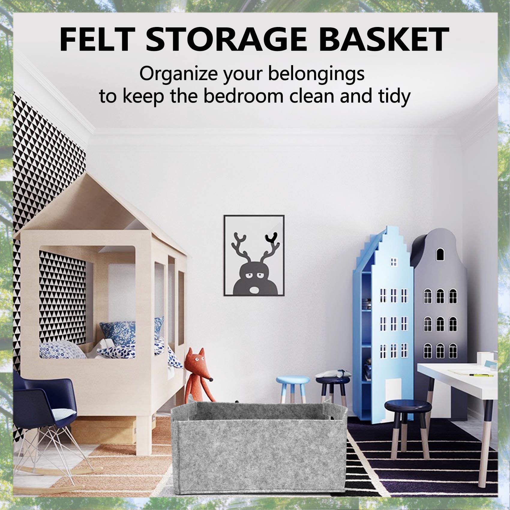 Premium-2Pcs Felt Storage Basket/Bin With Handles, Collapsible & Convenient Storage Solution серый