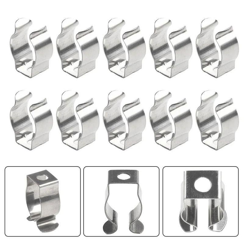 10PCS T8/T10 Spring Terry Clips Lamp Tube Clips Heavy Duty Clamp Holders Fixing Base Tool Pipes Clamp for 25mm/32mm Dia Tube