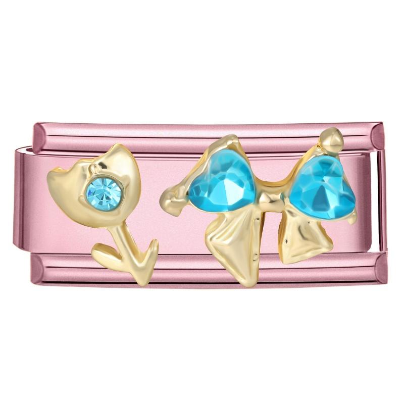 Romantic Pink Love Rose Butterfly Star Shell Zircon Long Italian Charm Links Fit 9mm Stainless Steel Bracelet DIY Making Jewelry