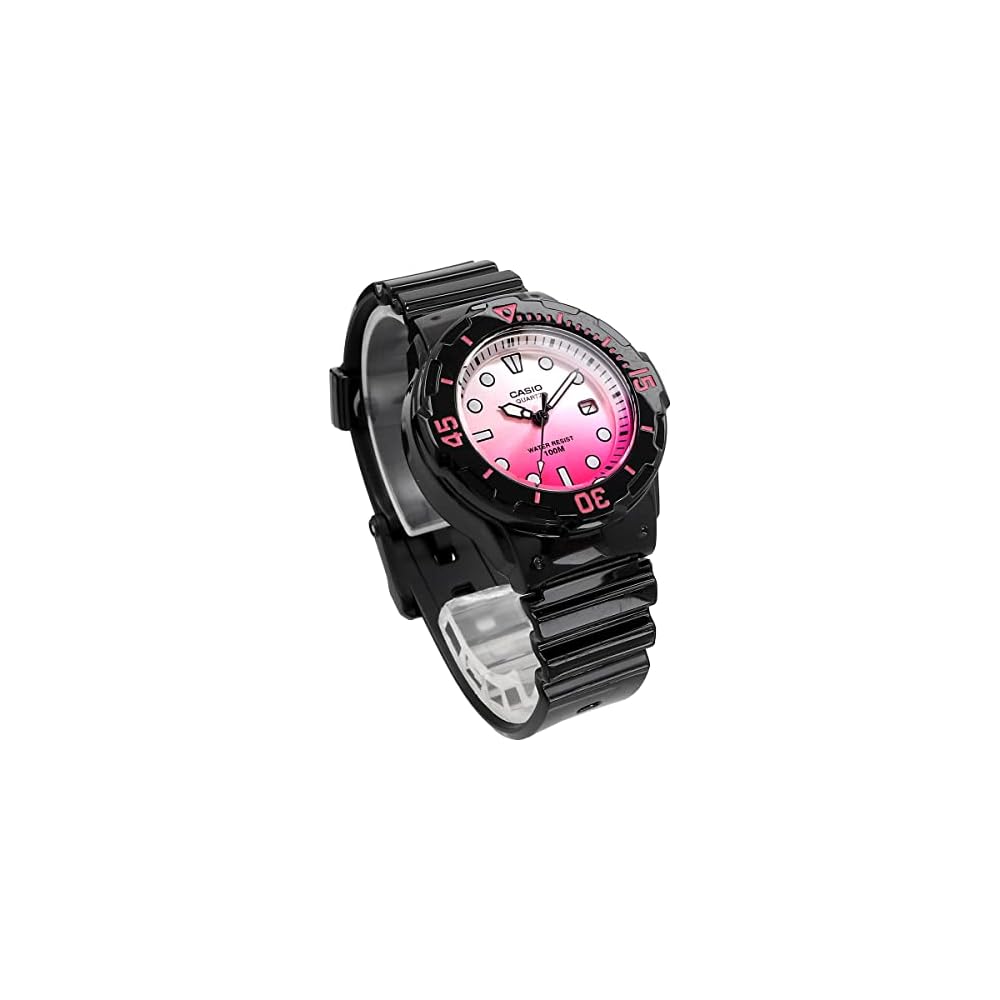 Casio LRW-200H-4EV Analog Watch Gloss Black Pink Metallic Women's Kids International Model
