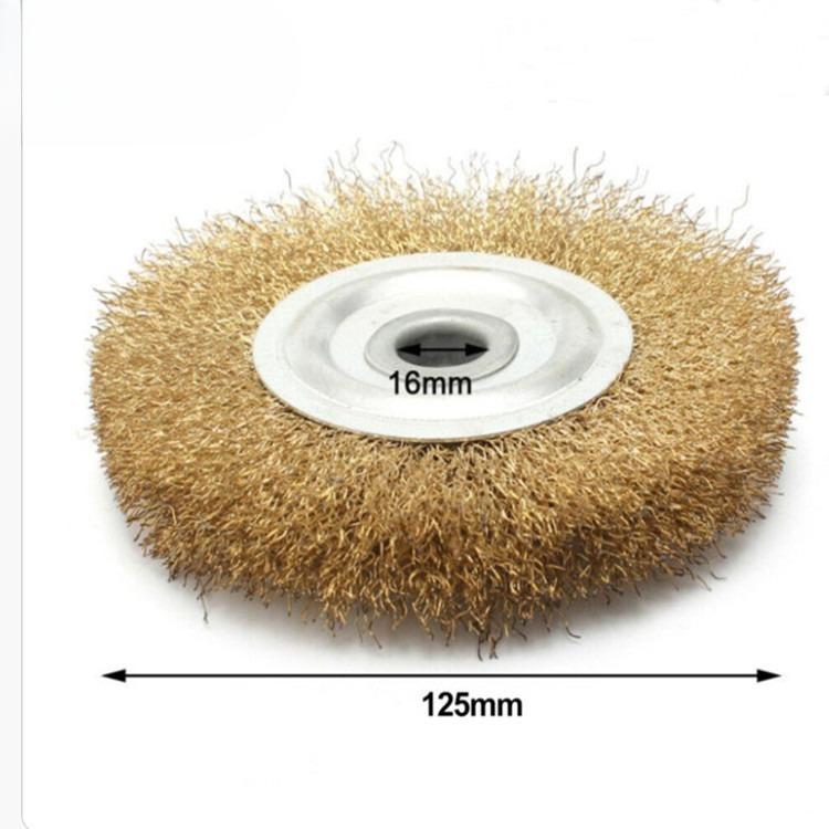 

125/150 мм Мідна дротяна щітка-колесо Латунна мідна дротяна щітка М яке плоске колесо для шліфувальної машини Зігнуте Для полірування, видалення задирок 125mm