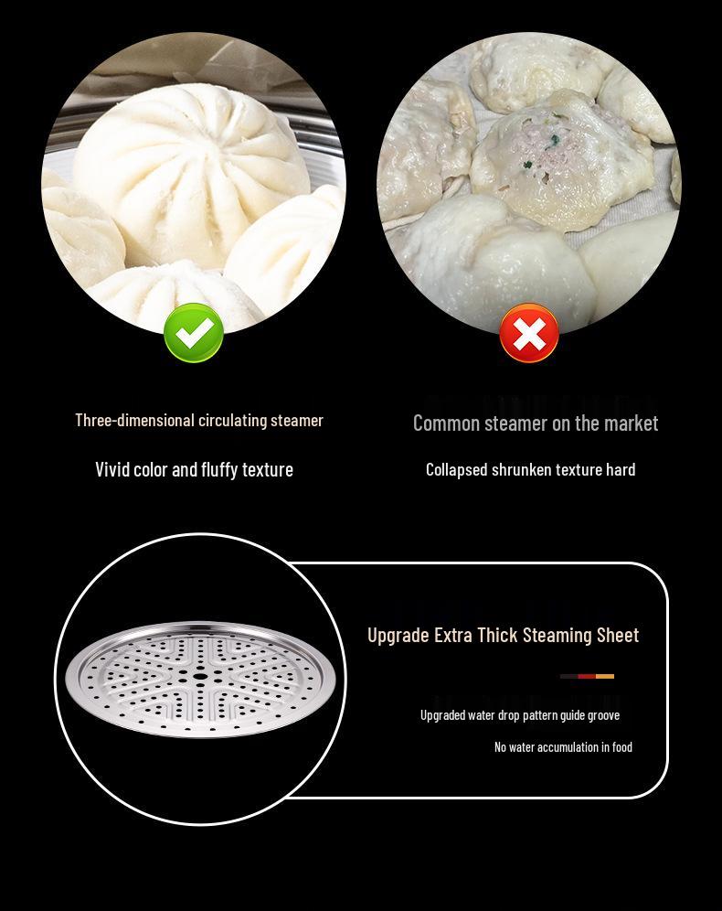 Three-Layer 304 Steel Steamer Pot with Large Capacity for Multi-Functional Cooking