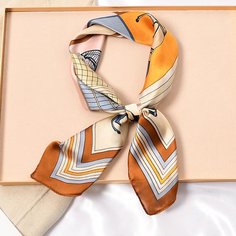Vysoce kvalitní hedvábný šátek: 70cm Módní dámský čtvercový šátek, Celoroční, Lehký na jaro, podzim, léto, nebo jako stylový doplněk ke košili.