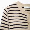 Spring 2025 Women's Round Neck Striped Knit Cardigan Sweater