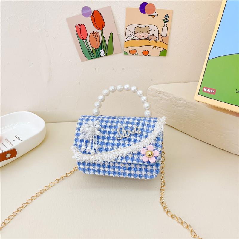 Simulated Pearl Chain Handbag Children Shoulder Bag Outdoor Trendy Crossbody Bag