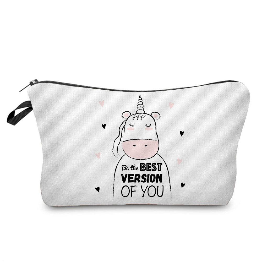 Women Unicorn Print Cosmetic Bag Toiletries Organize Travel Storage Case 6365 KTB