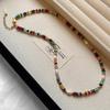 Niche Colorful Stone & Freshwater Pearl Necklace - Summer Fashion Statement Jewelry
