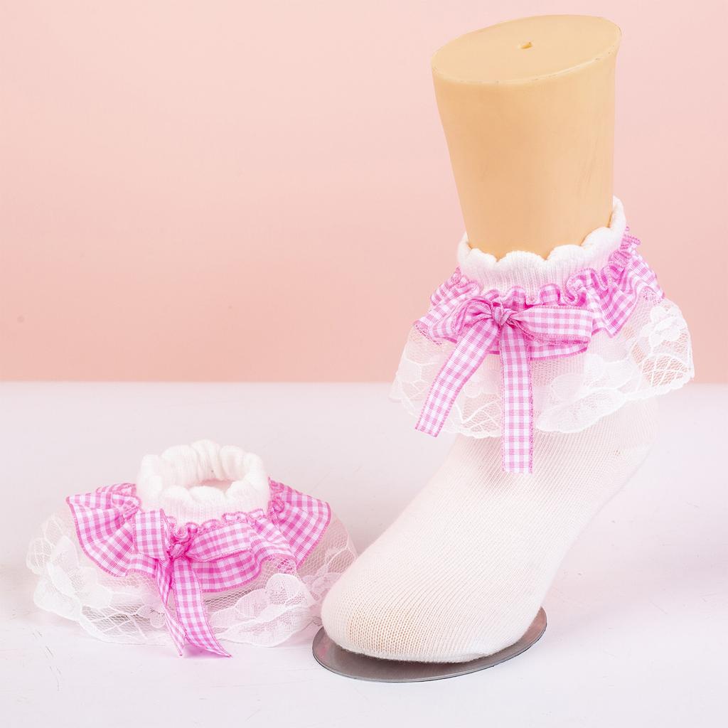 Cute Girls Cotton Slouch Socks for Toddlers with Multi-Layer Lace Trim and - Princess