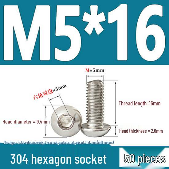 ISO7380 Stainless Steel Hex Drive Dome Head Screws - M2 to M16