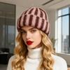 Stretchable Striped Winter Hat Soft Nylon Blend Outdoor Elastic Headgear Daily Use Elastic Headgear