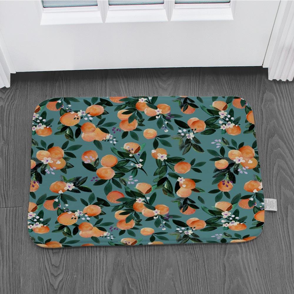 Tappetino di Benvenuto Estivo Limone Blu Fiore Tappeto Decorativo per Soggiorno Bagno Antiscivolo Tappetino per Pavimento Camera da Letto Decorazione per la Casa